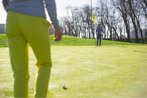 Playing golf
